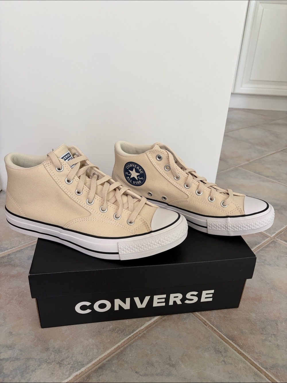 Converse High Top Sneakers in Light Beige Canvas NWOT